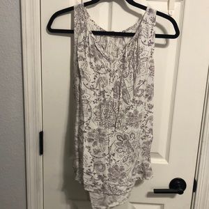 Sonoma White and Pink/Purple Paisley Designed V Neck Tank Top with Ties